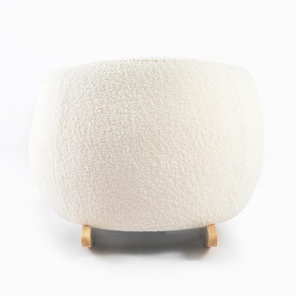 Bouclé Kids Rocking Chair with Wooden Rockers