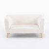 2-Seater Bouclé Kids Sofa with Wooden Legs