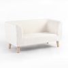 2-Seater Bouclé Kids Sofa with Wooden Legs