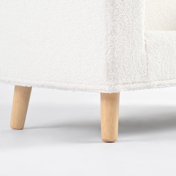 2-Seater Bouclé Kids Sofa with Wooden Legs