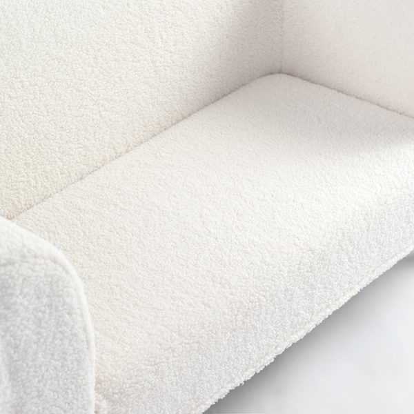 2-Seater Bouclé Kids Sofa with Wooden Legs