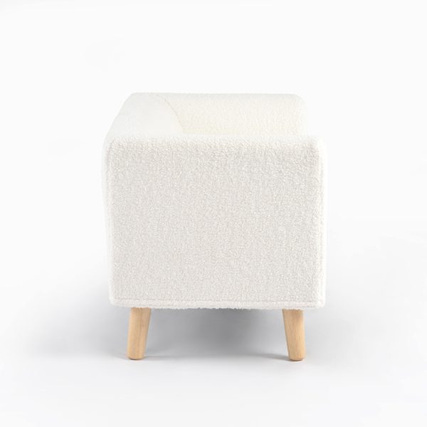 2-Seater Bouclé Kids Sofa with Wooden Legs