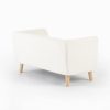 Side view of upholstered bouclé kids sofa with wooden legs for children's rooms