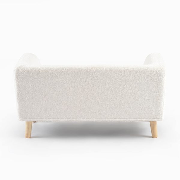 2-Seater Bouclé Kids Sofa with Wooden Legs