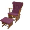 Wooden Glider Chair with Ottoman Set Traditional Wooden Glider Chair with Ottoman set in burgundy upholstery