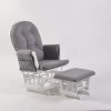 Grey Button Tufted Glider Chair with Ottoman and white frame