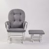 Front view of grey Button Tufted Glider Chair with Ottoman