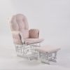 Pink Button Tufted Glider Chair with Ottoman and white frame